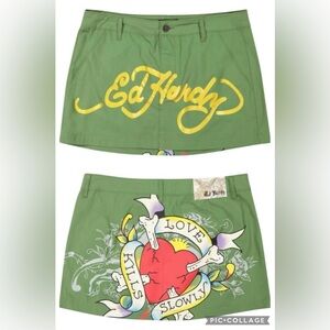 Ed Hardy Women's Lks Heart Skirt In Olive